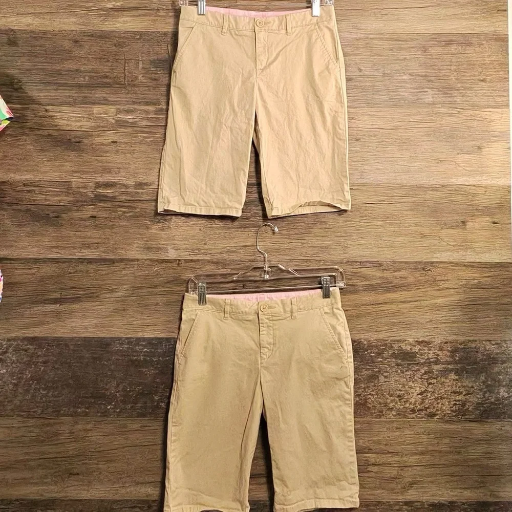 Set of 2 GAP Kids Girls Bermuda Uniform Tan Shorts